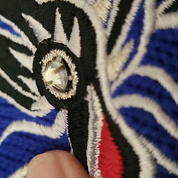 Vintage Bob Mackie Embroidered Blue Silver Dragon Knitted Cardigan - Picture 15 of 15